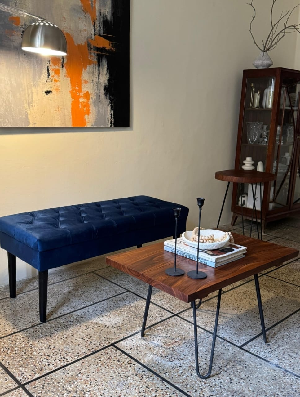 Premium Solid Wood Centre Table with Hairpin Legs – Modern Rustic Coffee Table