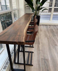Live Edge Bar Table | Narrow Console Table | Industrial Sofa Table with Metal Legs