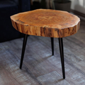 Rustic Flow Live Edge Table – Handcrafted Sheesham Wood Top with Metal Base