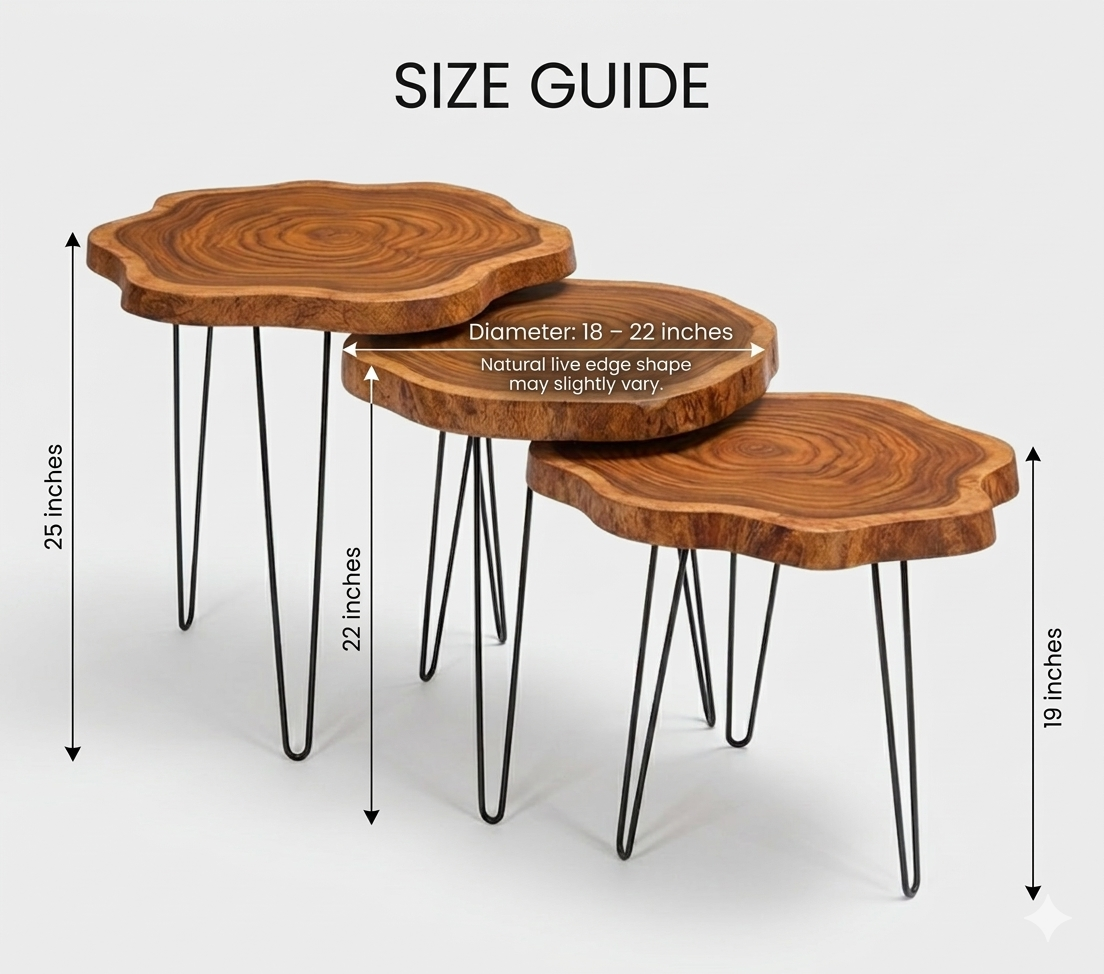 Live Edge Sheesham Wood Coffee Table – Handcrafted Round Table