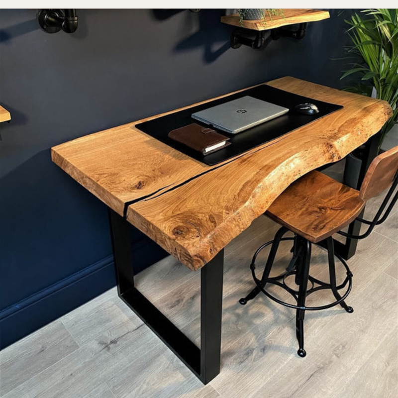 Live Edge Executive Desk – Solid Sheesham Wood Office Table with Natural Finish