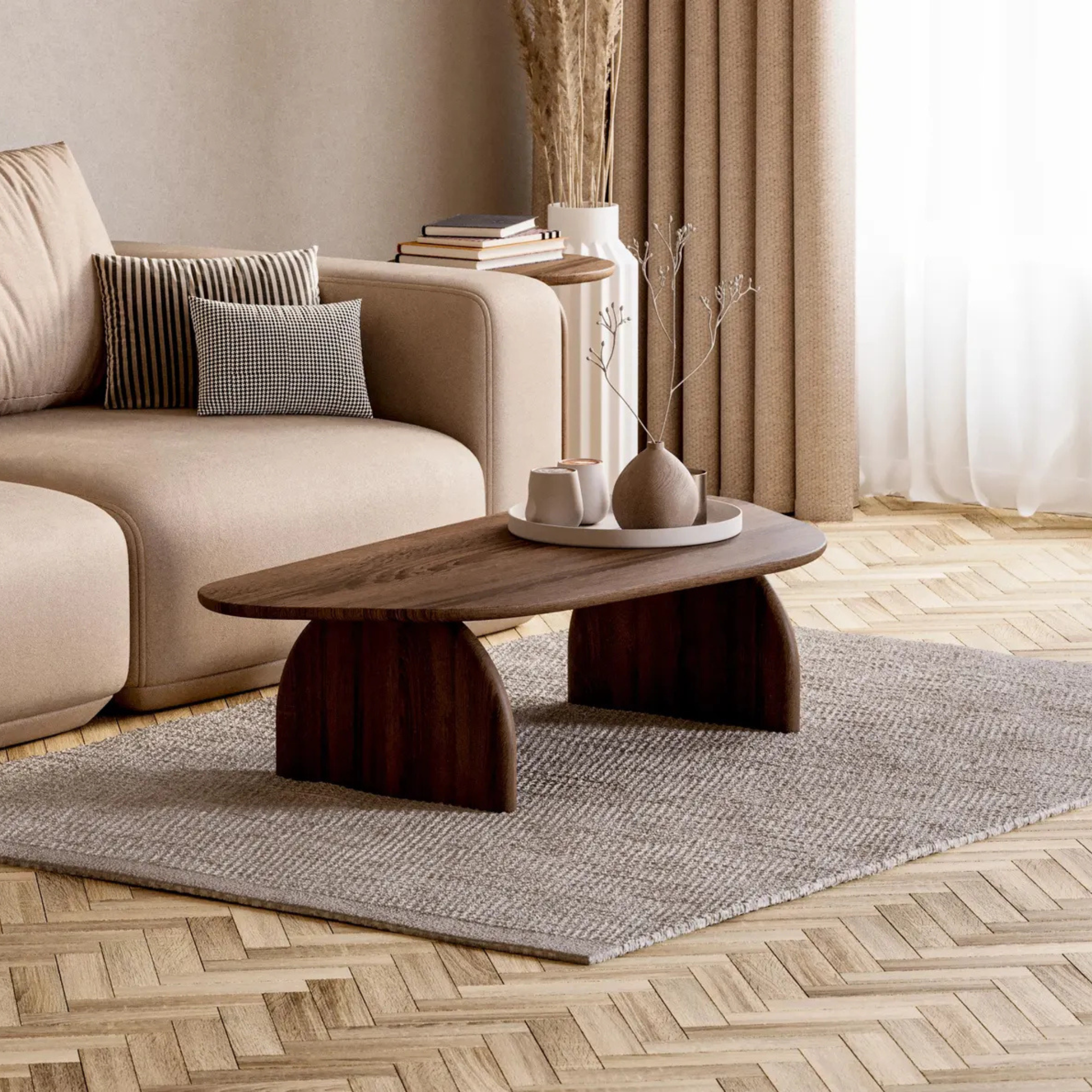 Modern Sheesham Wood Coffee Table – Unique Solid Wood Design | Aureus Living Pakistan