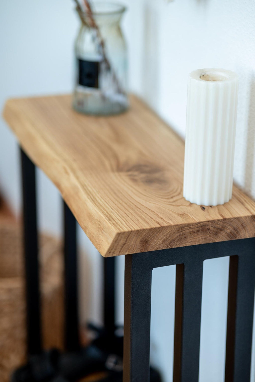 Live Edge Console Table with Shelf – Tall Narrow Entryway Table | Handmade Wood Sofa Table & TV Console Stand