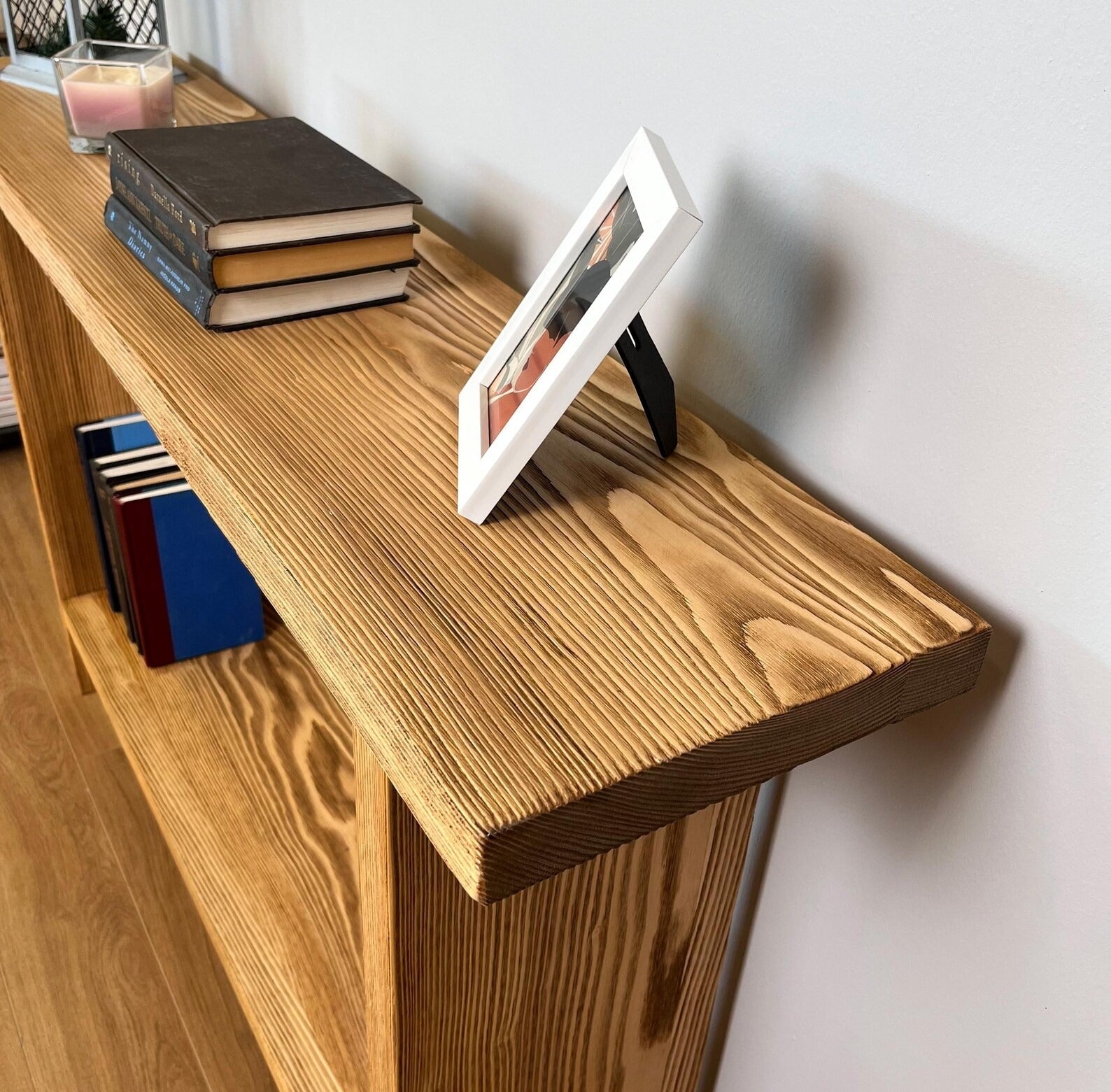 Rustic Wood Console Table – Handcrafted Solid Sheesham Wood with Metal | Entryway, Hallway & Living Room