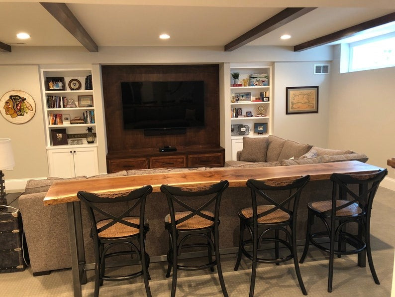 Live Edge Sofa Table – Handcrafted Solid Sheesham Wood Home Bar Table | Rustic Console Table, Minimalist Entryway Furniture, Natural Edge Design