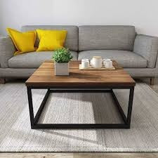 Sheesham Wood Square Central Coffee Table – Modern Solid Wood Center Table for Living Room